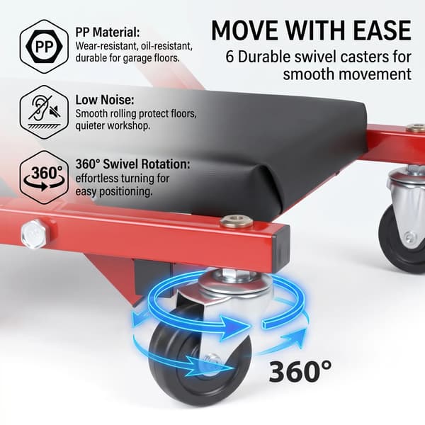 Reparationskrabbe, Ergonomisk Design, Alsidig Funktionalitet,sort