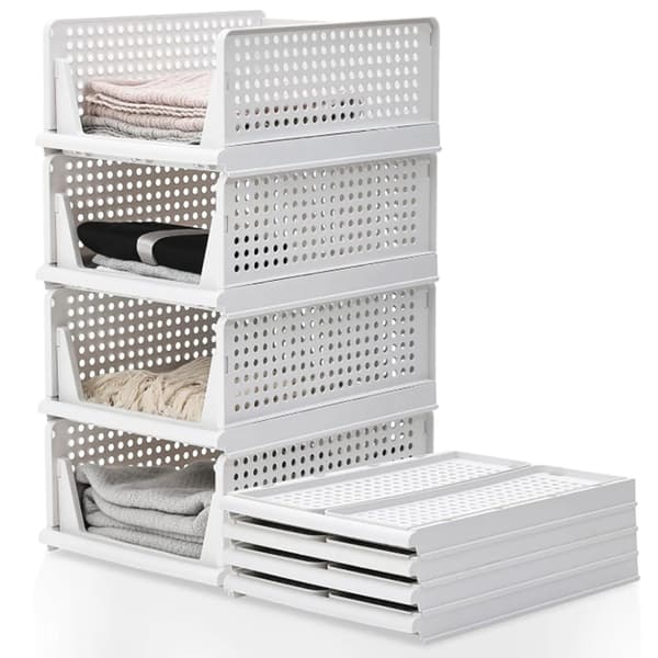 Opbevaringsorganisator, Stabelbar, Foldbar Design,4stk