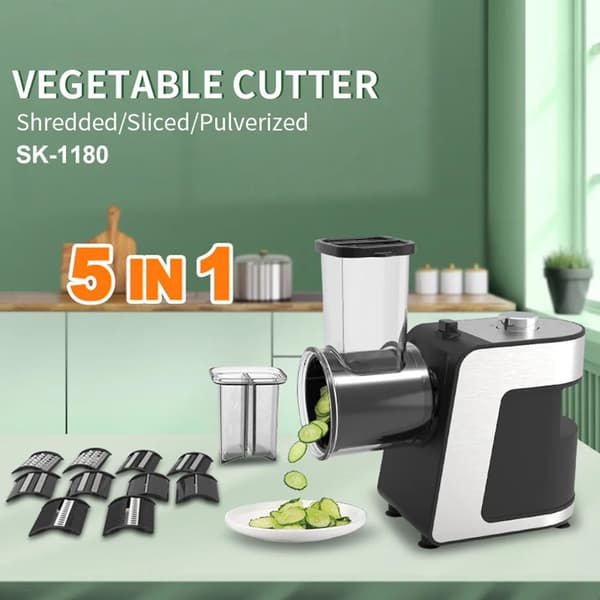 Grönsakskutter, 5-i-1 Mångsidighet, Lätt att Rengöra,Silver