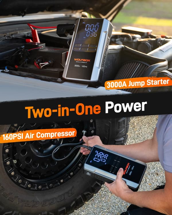 Jump Starter, Luftkompressor, Hurtigopladning,MEGVOLT-16AIR