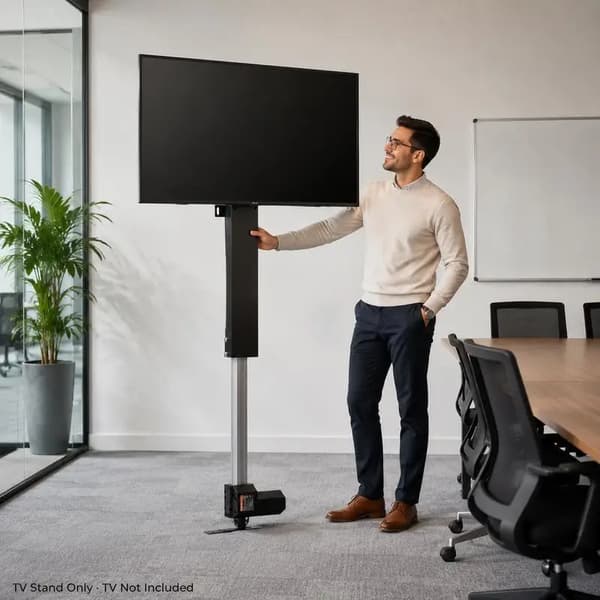 Höjdjusterbart TV-stativ, Automatisk lyft, Modern design, svart