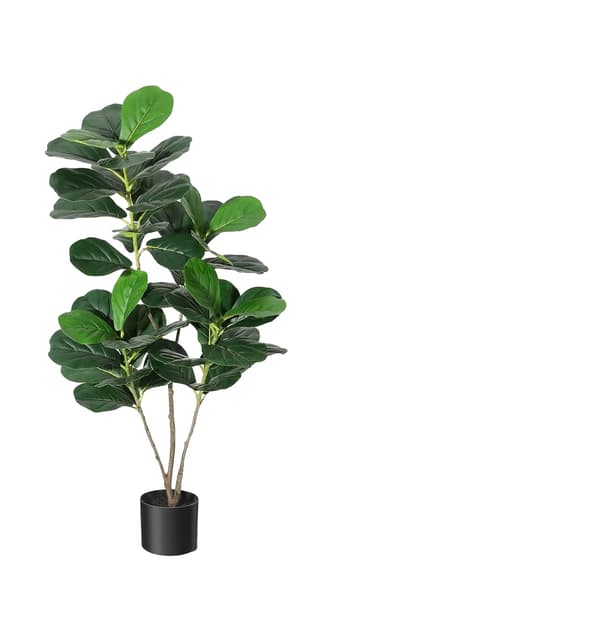Fiddle Leaf Fig Träd, Realistisk Design, Inomhus- och Utomhusbruk,48IN