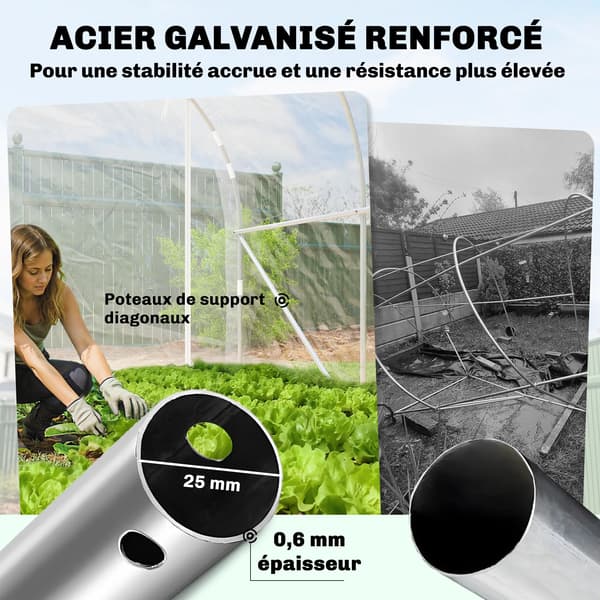 Växthus, Galvaniserad Stålram, PE-Tarp,XL, MULTI