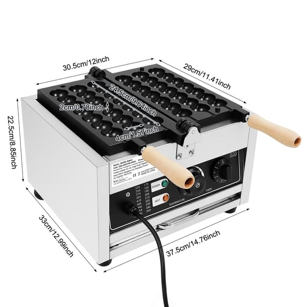 Vaffeljern, 1500W Effekt, Justerbar Temperatur,Sort
