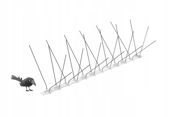 Fuglespidser, Rustfrit Stål, 24 cm Længde, 9 Stykker, 3 Meter Total Dækning, 72 Tråde pr. Meter