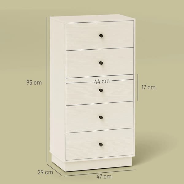 Kommode, Moderne Design, 5 Skuffers Opbevaring,HVID