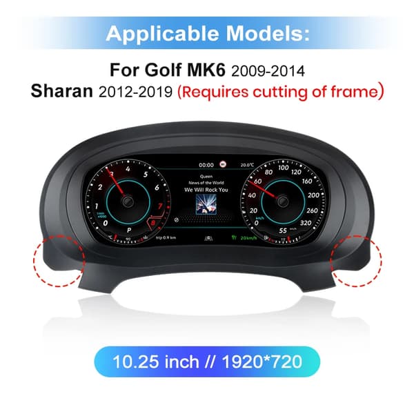Digitalt Klynge, Trådløs Forbindelse, Højopløsningsskærm,Til Golf 6 / Sharan