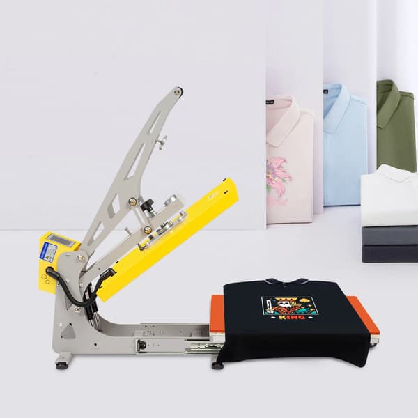 Värmepressmaskin, 2500W effekt, LCD pekskontroll, justerbart tryck,Gul, EU