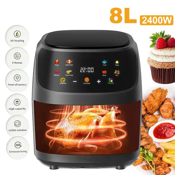 Luftfritös, 8L kapacitet, 2400W effekt,EU-8L
