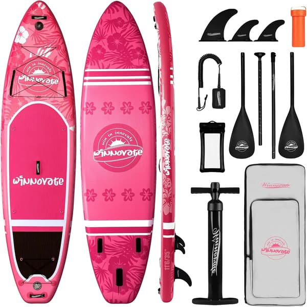 Oppustelig Paddleboard, Komplet Tilbehørssæt, Stabilt Design,Pink Bloom