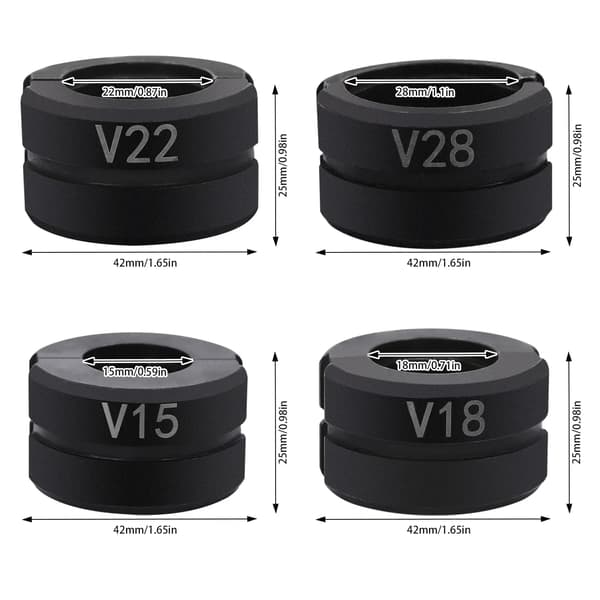 Rörpresskäftar, V-konturdesign, hållbart karbidmaterial,svart