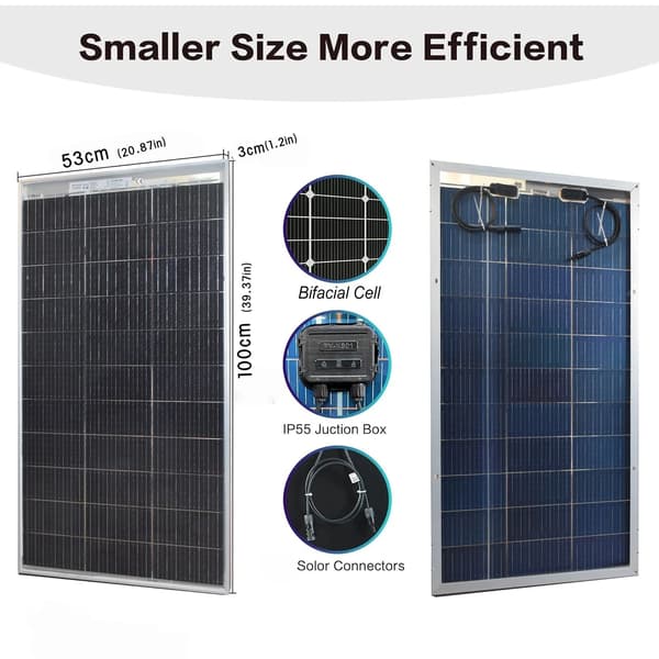 Solpanel, Bifacial Teknik, Hög Effektivitet,2PCS 100W