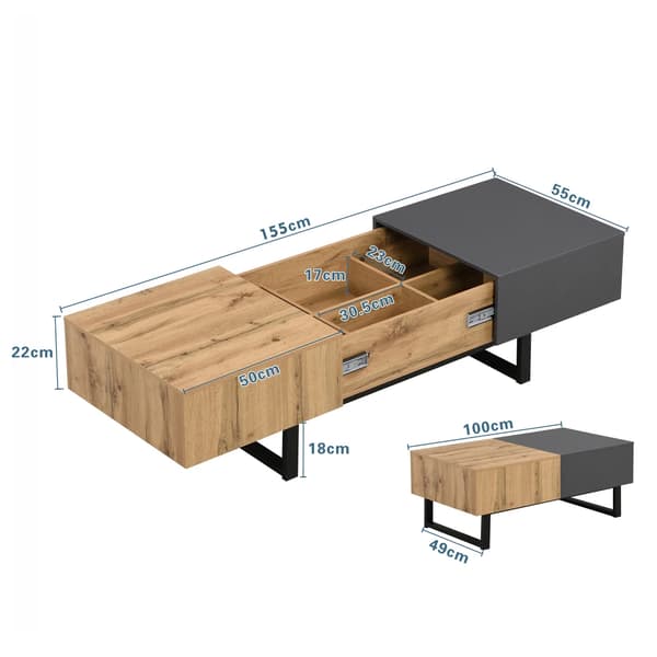 Kaffebord, Modern Design, Dold Förvaring,Naturlig