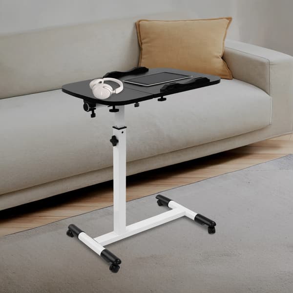 Højdejusterbart skrivebord, flytbar sidebord, pladsbesparende design,sort