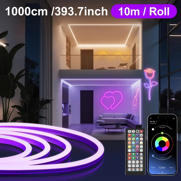 LED Neon Rörlampor, Vattentäta, Smart Kontroll,10m