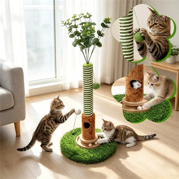 Kattens Kradsepost, Interaktive Legetøjsfunktioner, Møbelbeskyttelse,grøn