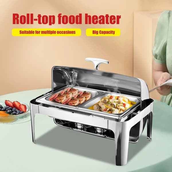 Chafing Dish, Rustfrit Stål, 2 Pande Buffet Server,Sølv