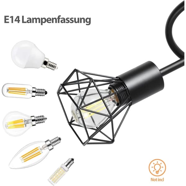 Loftspotlight, 3-Lys Design, E14 Stik Kompatibilitet,sort, Ingen pære