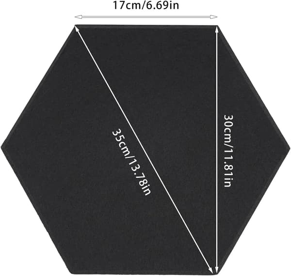 Akustiske paneler, høj kvalitet polyester, 30 x 35 cm, hexagonal design, lydabsorption, EPA certificeret