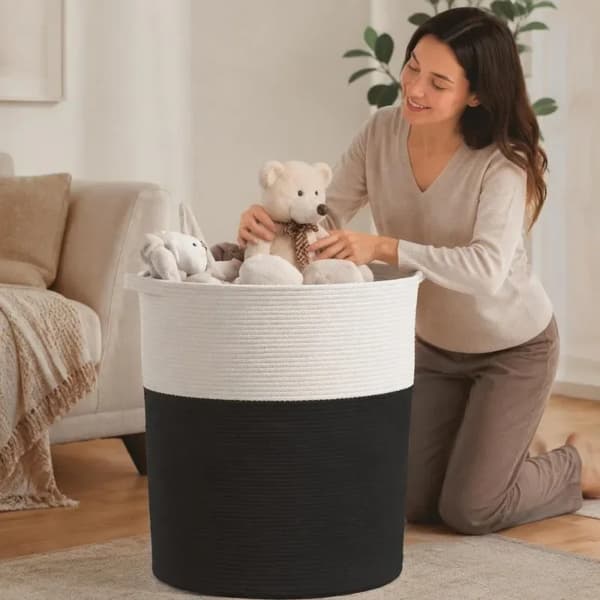 Förvaringskorg, Bomullsrep, Fällbar Design,Flerfärgad
