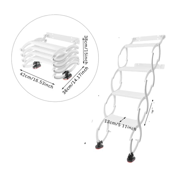 Fällbar Stege, Hög Lastkapacitet, Väggmonterad Design,VIT