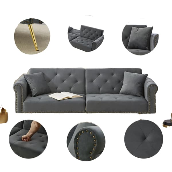 Soffa Säng, Sammet Material, Bredd Mindre än 2000mm, Justerbart Ryggstöd, Stöder över 150 kg, Ergonomiskt Skum