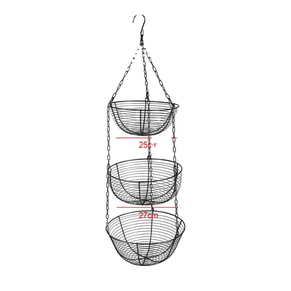 Frugtkurv, 3-lags design, pladsbesparende opbevaring,sort