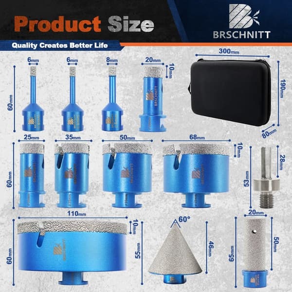 Kärnborrset, Diamantkonstruktion, Mångsidig Kompatibilitet,13st KIT