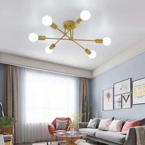 Loftlampe, Justerbar 6-Lys, Moderne Design,Guld