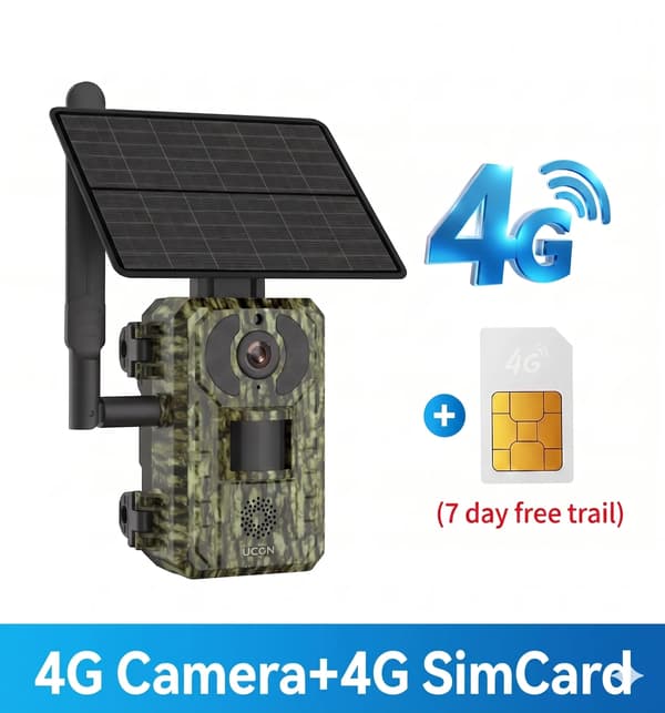 Jagtkamera, 4MP opløsning, indbygget solpanel,Kamera+4G Kort