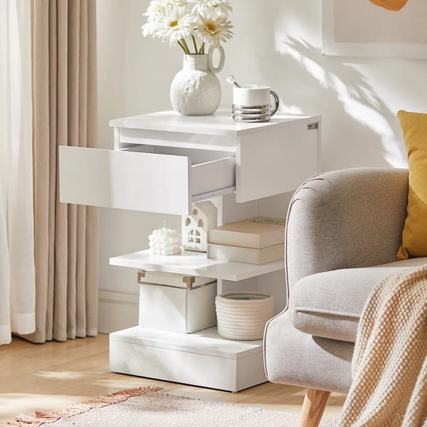 Nattduksbord, Modern Design, Gott om Förvaring,VIT