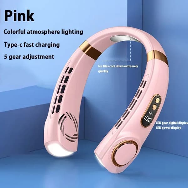 Bärbar Nackfläkt, Justerbar Luftflöde, USB Driven,Rosa