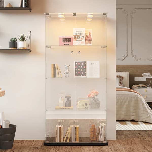 Vitrineskab, Gennemsigtigt Design, Ambient Belysning,A2-lampe-Sort