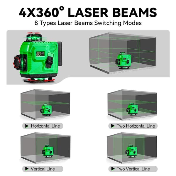 Lasernivå, APP-kontroll, 16 linjer, 2xBatterisats