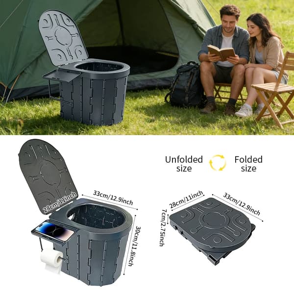 Campingtoilet, Ergonomisk Design, Letvægts og Bærbar,sort