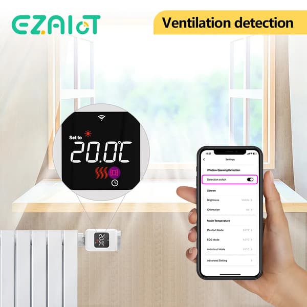 Termostatisk Radiatorventil, APP Kontrol, Stemmeaktivering,1PCS-WiFi