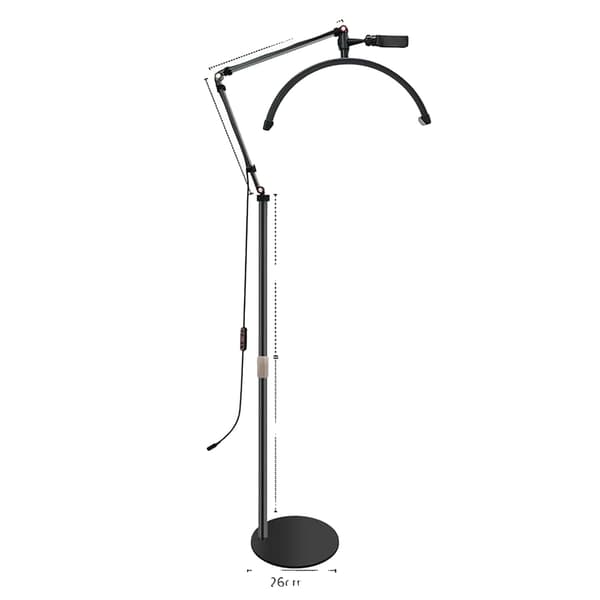 Gulvlampe, 3 Farvetemperaturer, 360° Drejelig Hoved,Sort