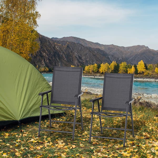 Fällstolset, Andningsbart tyg, Hög ryggdesign, Ergonomisk design, Lämplig för utomhusbruk, Stabil ram