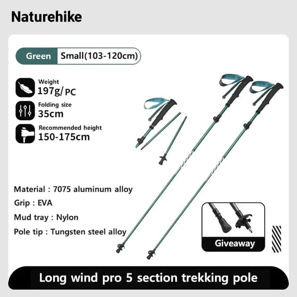 Vandringsstavar, Justerbar Längd, Lätt Design,PRO Grön S 2st