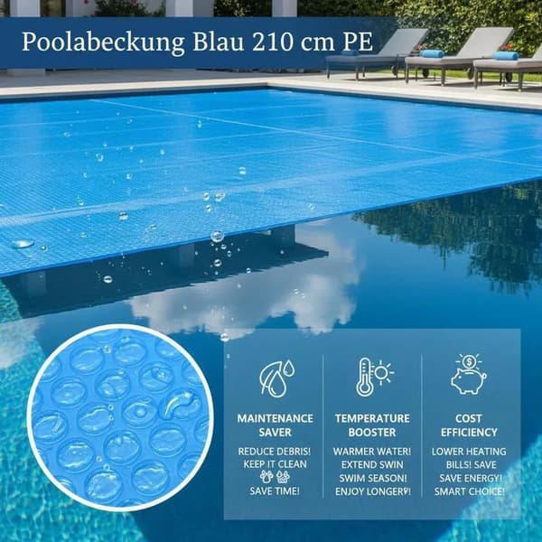 Poolöverdrag, Hållbart Material, UV-beständigt,Blå
