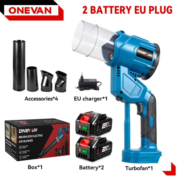 Luftfläkt, Borstlös motor, Dubbelfunktion, 2 batteriset