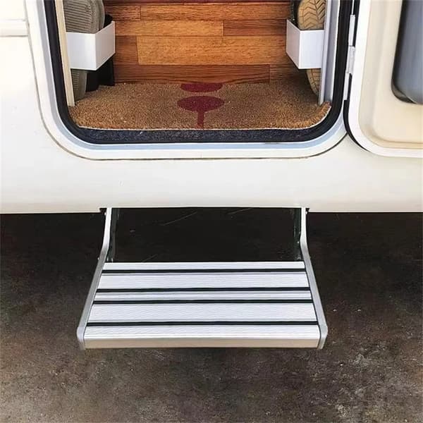 Fällbar husvagnstrappa, lätt aluminium, halkfri yta,Silver
