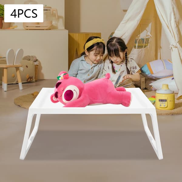 Seng Tray Bord, Sammenklappelig Design, Alsidig Brug,HVID