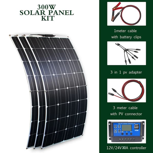 Solpanelset, Flexibel Design, Hög Effektivitet,300w solsystem