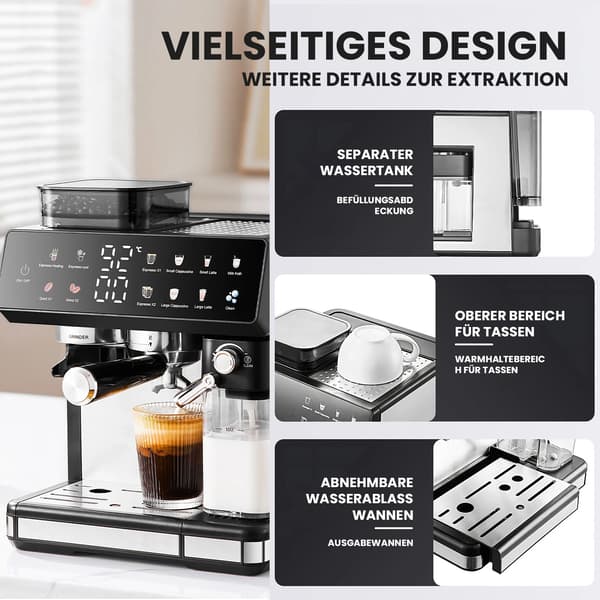 Kaffemaskin, Dubbelkokarsystem, Pekskärmkontroll,EU