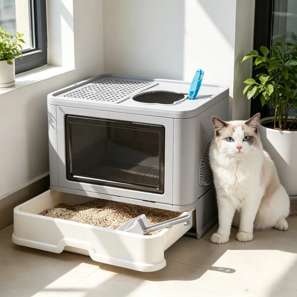 Kattebakke, Foldbart Design, Alsidige Indgangsmuligheder,Grå