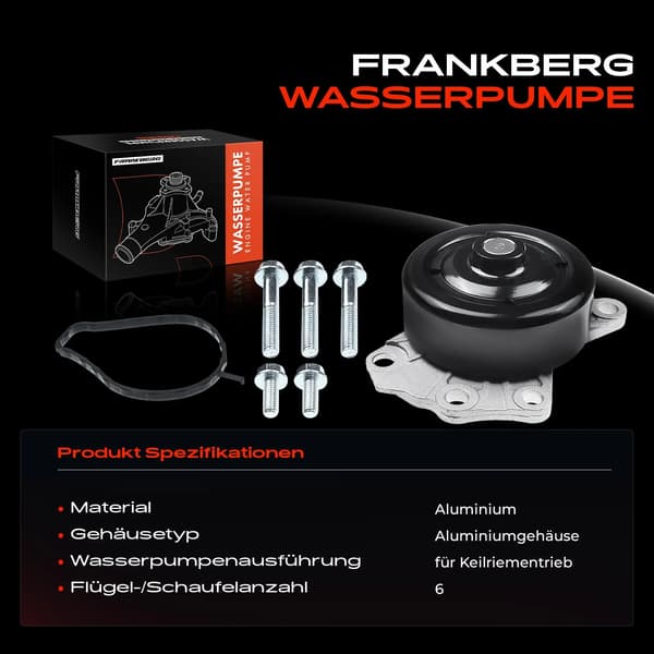 Vattenpump, Aluminium Material, Stål Impeller, V-rem Drivning, Mekanisk Drift, 6 Rotorblad