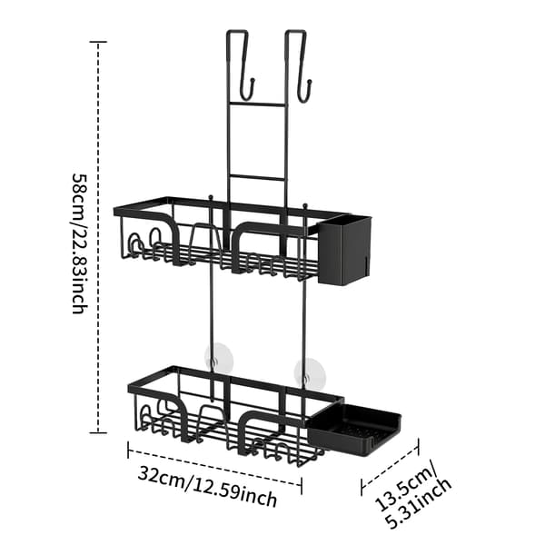 Duschkorg, Över dörrinstallation, Självdränerande design,svart