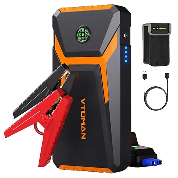 Bil Jump Starter, 2000A Spidsstrøm, LED Lysfunktioner,VTOMAN V6 PRO