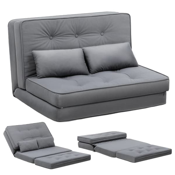 Sofa seng, justerbar rygstøtte, pladsbesparende design,Grå